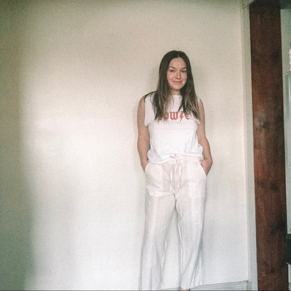 GAP Linen mix-stripe crop pants